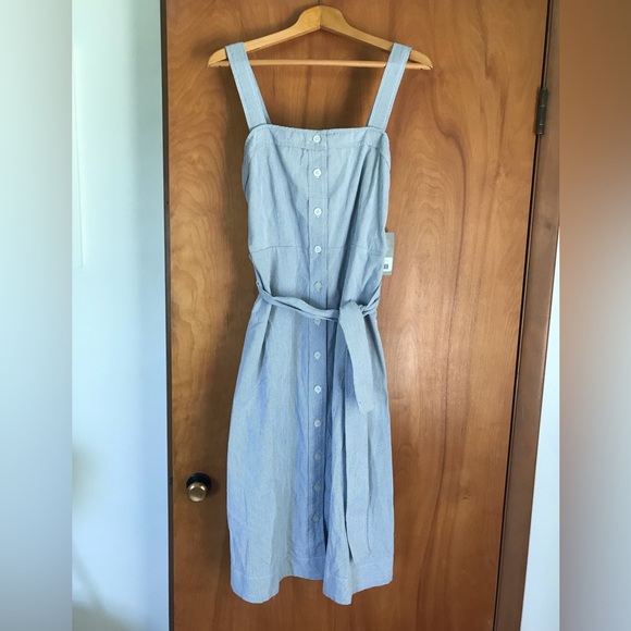 Everlane Dresses Everlane Blue And White Stripe Seersucker Midi